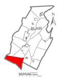 Map of Greenfield Township, Blair County, Pennsylvania Highlighted